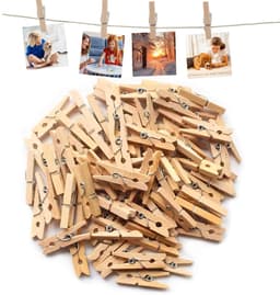 Dailygoods- Wasknijpers 100 Stuks - Mini-Wasknijpers 25 mm - Houten Klemmen - Milieuvriendelijk - Duurzaam - Voor Decoraties en Foto's — thumbnail 1