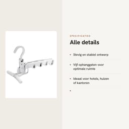 Dailygoods- Droogrek Stevig - Opvouwbaar - Draagbaar - 5 Ophanggaten - Voor Over de Deur - Duurzaam Kunststof - Kledingrek — thumbnail 4