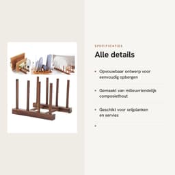 Dailygoods- Droogrek Ruimtebesparend - Opvouwbaar - Serviesdroger - 4-zuilmodel - Composiet Hout - Makkelijk te Reinigen - Vaatdroger — thumbnail 4