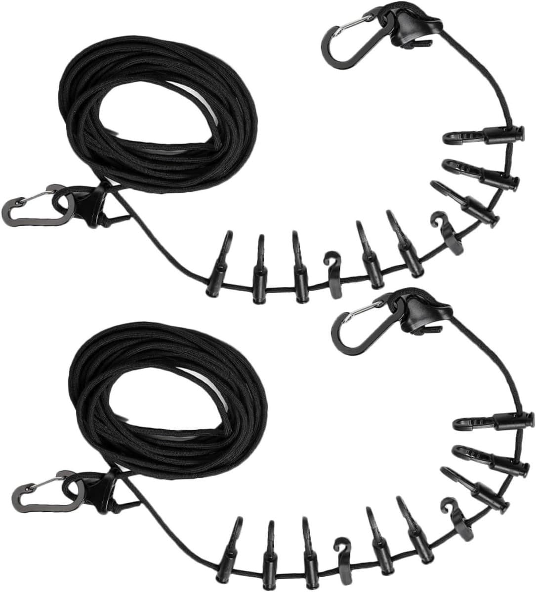 Outdoor Waslijn - Kledinglijn Clips - Reizen Kamperen - Verstelbaar Lichtgewicht - 500 cm - Zwart — afbeelding 1