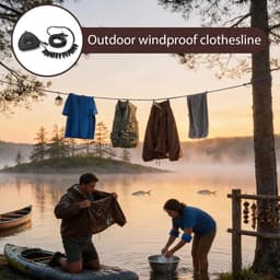 Reflecterende Waslijn - Droogtouw Met Clips - Reizen Droogrek - Windbestendige Ondersteuning - 16 Clips - Zwart — thumbnail 2
