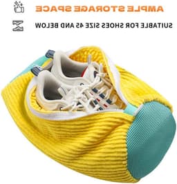 Set van 2 Herbruikbare Wasschoenentassen - Waszak voor Schoenen, Bescherming en Onderhoud voor de Wasmachine en Droger (Geel) — thumbnail 2