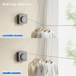 Intrekbare Waslijn 4,6 m - Uitschuifbaar, RVS - Anti-sag, Wandmontage - Voor Binnen & Buiten - Grijs — thumbnail 4