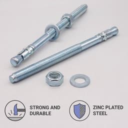 Wedge Anchors - Metal Dowels Anchor Bolt - Bevestigen in Beton - Gealuminiseerd Staal - M12 x 180 mm - Zilver — thumbnail 2