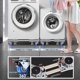 Wasmachine Verhoger op Wielen – Verstelbaar 53-68 cm – Anti-Trilling – 400 kg Draagkracht — thumbnail 2