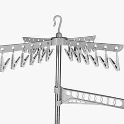 Wasrek - 59x170x59 cm - zilver en wit - met kledinghangers — thumbnail 2