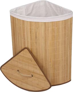 Wasbox Bamboe - Opvouwbare Mand - Vuile Was Sorteren - Uitneembare Waszak - 57 Liter - Houtkleur — thumbnail 3