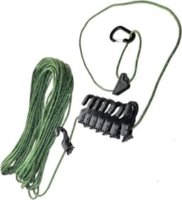 Waslijn voor buiten - Reis waslijn - Kleding drogen - Versterkt materiaal - 35 meter - Groen — thumbnail 3