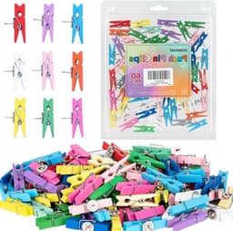 Houten Clips - Decoratieve Pinnen - Notities Bevestigen - Duurzaam Gebruik - 50 Stuks - Meerkleurig — thumbnail 1