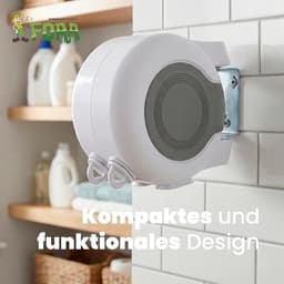 Uitschuifbare Drooglijn - Dubbele Waslijn - Was Drogen - 180 Graden Draaibaar - 26 Meter Touw - Wit Grijs — thumbnail 3