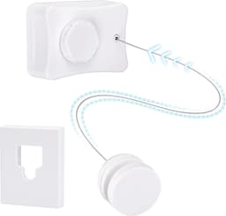 FORA Uitschuifbare Drooglijn Voor Aan De Muur 5m – RVS-lijn 5 m, Vergrendeling, Max. 20 kg, Ruimtebesparend, ABS Behuizing, Wit — thumbnail 1