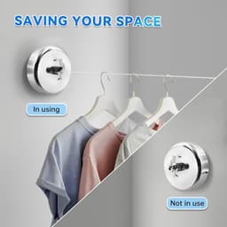 Intrekbare Waslijn - Waslijn Droger - Kleding Drogen - Dubbele Waslijnen - 2.8 Meter - Zilver — thumbnail 3