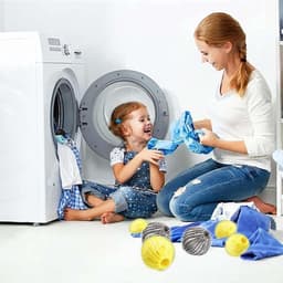 Haarbal Wasmachine - Pluisvanger Haarverwijderaar - Kleding Schoonmaken - Zacht Nylon Materiaal - 8 Stuks - Geel en Grijs — thumbnail 5
