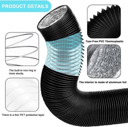 Afvoerslang - Flexibele slang - Ventilatie verbeteren - Versterkt pvc materiaal - 80 mm 3 meter - Zwart — thumbnail 4
