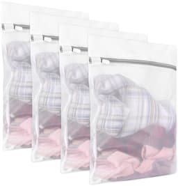 Dailygoody - Wasnet voor wasmachine - Waszak voor fijne was - Verborgen ritssluiting - Wit - Geschikt voor kleding en reizen - 4 stuks waszakken voor — thumbnail 1