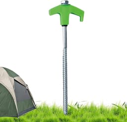 Grondanker Schroefharing - Tent Haringen - Kamperen Luifel Vastzetten - In Donker Oplichtend - 20 cm - Groen — thumbnail 5