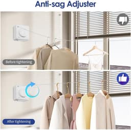Uittrekbare Waslijn - Droogrek - Kleding Drogen - Roestbestendig - 4 meter - Wit — thumbnail 5