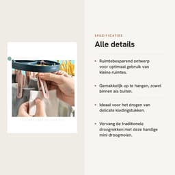 Dailygoods- Wasrek Inklapbaar - Droogmolen met 12 Klemmen - Ruimtebesparend - Multifunctioneel - Geschikt voor Binnen/Buiten - Afmetingen 31 x 13 Inch — thumbnail 3
