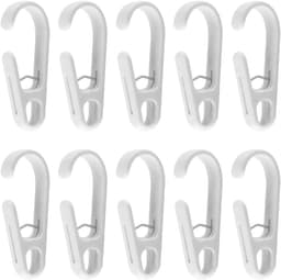 Wasknijpers met haken - Kledingklemmen - Ophangen van wasgoed - Twee-in-één ontwerp - 10 stuks - Wit — thumbnail 1