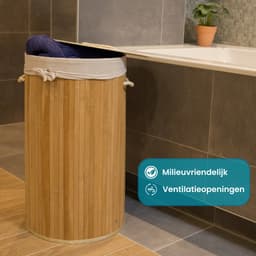 DRESTA Wasmand Kai 57L – Wasmand met Deksel – Wasbare katoenen Waszak – Wasmanden - Opbergmand – Bamboe Wasmand – Handvaten – Opvouwbaar - Natuurlijk Bruin — thumbnail 5