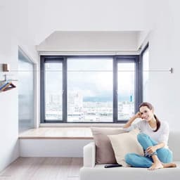 Indoor Outdoor Retractable Clothesline Wall Mounted Laundry Drying Rack - Adjustable String Hanger with Steel Rope - No Drilling and Self-Adhesive - Gold — thumbnail 2