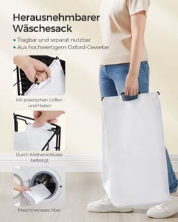 Uitneembare wasmand voor wasruimte inkt zwart en wolkenwit — thumbnail 4