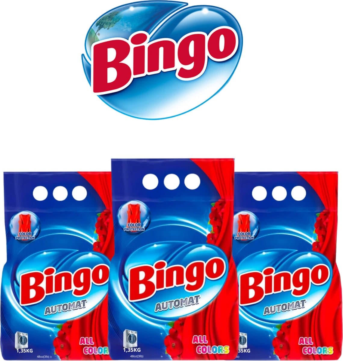 Bingo Automat All Colors 8,10KG - (6 x 1,35KG) - Waspoeder - Voordeelverpakking - Color Protection - Wasmiddel — afbeelding 1
