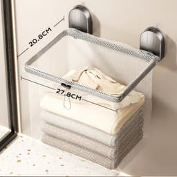 1 artikel - Opbergmand - Wasmand - Zuignap - Opvouwbaar - Wandrek voor de badkamer - Wasmand - 27,8 cm * 20,8 cm - Grijs — thumbnail 3