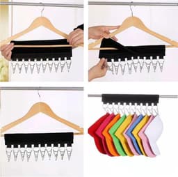 Multifunctionele Jasclip - Wasdroogrek voor Meer Droogruimte - Draagbare Kledingclip met Winddichte Haak - Opvouwbaar Droogrek voor Sokken, Ondergoed, Hoeden - Set van 2 Stuks — thumbnail 5