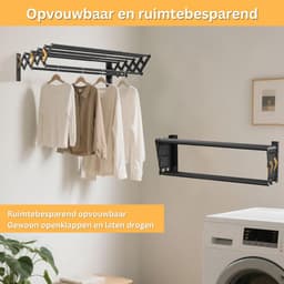 Wanddroogrek - Droogrek Inklapbaar - Wasrek - Droogtoren - Droogrekken - Zwart — thumbnail 3