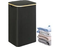 Wasmand Opbergen - Kledingbak Tas - Ruimte Besparen - Verwijderbare Binnenbak - 73x40x33 cm - Zwart