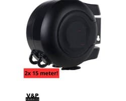 V&P Products® Waslijn uittrekbaar zwart - Waslijndraad - 2x 15 meter - Wasdraad - Uittrekbare Waslijn - Roldrooglijn voor buiten en binnen - automatische waslijn - wand droogrek