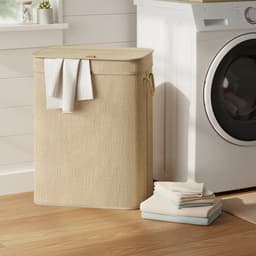 SONGMICS LCB067Y01 - Bamboe Wasmand - 90 Liter - Met Deksel en Uitneembare Waszak — thumbnail 3