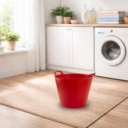 Plasticforte flexibele emmer/kuip - rood - kunststof - rond - 25 liter - 42 x 38 x 33 cm - wasmanden - tuinafval - speelgoed — thumbnail 2