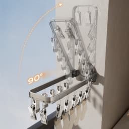 1 artikel - Droogrek - Kledingdroogrek - Zuignap - Balkonclip - Geschikt voor thuisgebruik, opvouwbaar kledingrek voor het drogen van sokken - 32 cm * 11 cm * 8,7 cm - Grijs — thumbnail 4