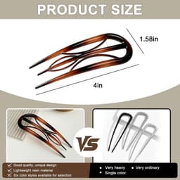 6x Grote U-Vormige Haarspelden Set - Sterke Franse Haarpennen voor Dik & Dun Haar — thumbnail 4