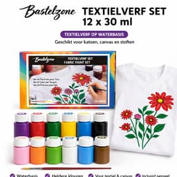 Bastelzone Textielverf Set - 12 kleuren, 30 ml per flesje - Machinewasbaar — thumbnail 1