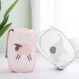 Dailygoods - Opvouwbare wasmand, set van 2, pop-up wasmand, gaas, 30 x 30 x 50 cm, wasmand waskorven met handgrepen, stoffen mand, statiegeldflessen, collectie — thumbnail 2