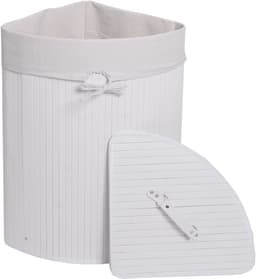 Hoekwasmand MCW-C21, Wasbox wasmand, bamboe 61x48x35cm 50l ~ wit — thumbnail 1
