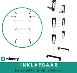 RFWR® Droogrek met 45m Drooglengte - Inklapbaar en Op Wieltjes - Voor Efficiente Wasdroging — thumbnail 1