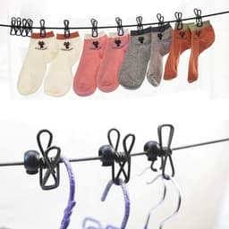Portable Clothesline - Elastic Adjustable Clothesline - Extendable 180-360 cm - Clothesline met 12 Wire Clips voor Reizen - Vakantie - Buitenshuis - Kamperen - Studentenhuis — thumbnail 3