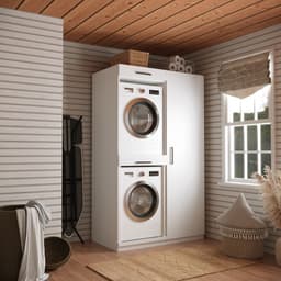 Wasophoogte® Wasmachine Kast Tokyo - Wasmachine verhoger - Wasmachine ombouw - 700(D)*1265(B)*2110(H) mm - Wit — thumbnail 3