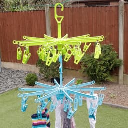 Mini-droogmolen - Turquoise - 20 wasknijpers - Compact — thumbnail 3