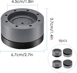 Waledano® Wasmachine Verhoger 4 Stuks – Trillingsdempers & Schokdempers | Antislip Wasmachine- en Wasdroger Dempers | Vermindert Geluid & Beschermt de Vloer — thumbnail 4