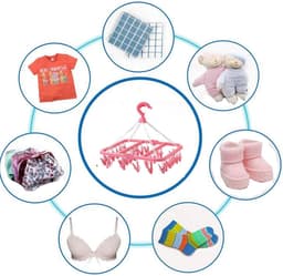 Sokkendroger Wasluchter, 2 stuks Clips Wasluchter met 64 Clips Sokken Kleren Bal Opvouwbare droogrek Sokken voor ondergoed Babykleding Kleine wasartikelen (roze, groen) — thumbnail 4