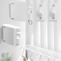 Intrekbaar droogrek voor binnen - Verstelbaar en uittrekbaar - Wandmontage - Onzichtbare waslijn voor badkamer en balkon - Wit — thumbnail 2