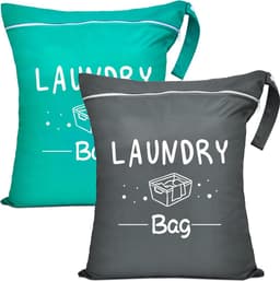 Kleine reiswaszak met ritssluiting, waterdichte reiswaszak voor vuile was, badkleding, wasbaar, camping, droge wetbag, stoffen luiers, geschikt voor fitness, grijs + groen — thumbnail 1