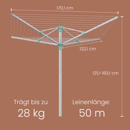 Waslijn – In hoogte verstelbaar – Voor tuin – Met wasknijpers — thumbnail 3