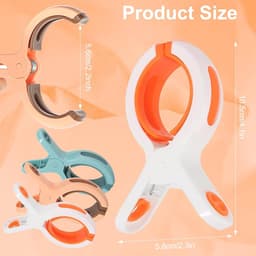 9 stuks - Strandlakenklemmen - windschermclip - wasknijper - grote klemmen - handdoekclips - grote plastic wasknijpers - sterke strandknijpers - modieuze wasknijpers - voor quilts, handdoeken, dekens, lakens - 10.6*6 cm - groen, roze, wit — thumbnail 5