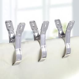 4 stuks-Wasknijpers - Kledingklemmen - Dekenklemmen - Zwembaddekselklemmen - Strandlakenklemmen - RVS - Winddicht - Geschikt voor het drogen van kleding, dekens en dekbedden - Zilver - 14*9cm — thumbnail 4
